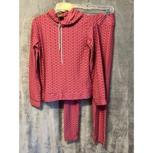 Pink Textured Scrunch Butt Lounge Set Size XL Hoodie Leggings Activewear 2pc